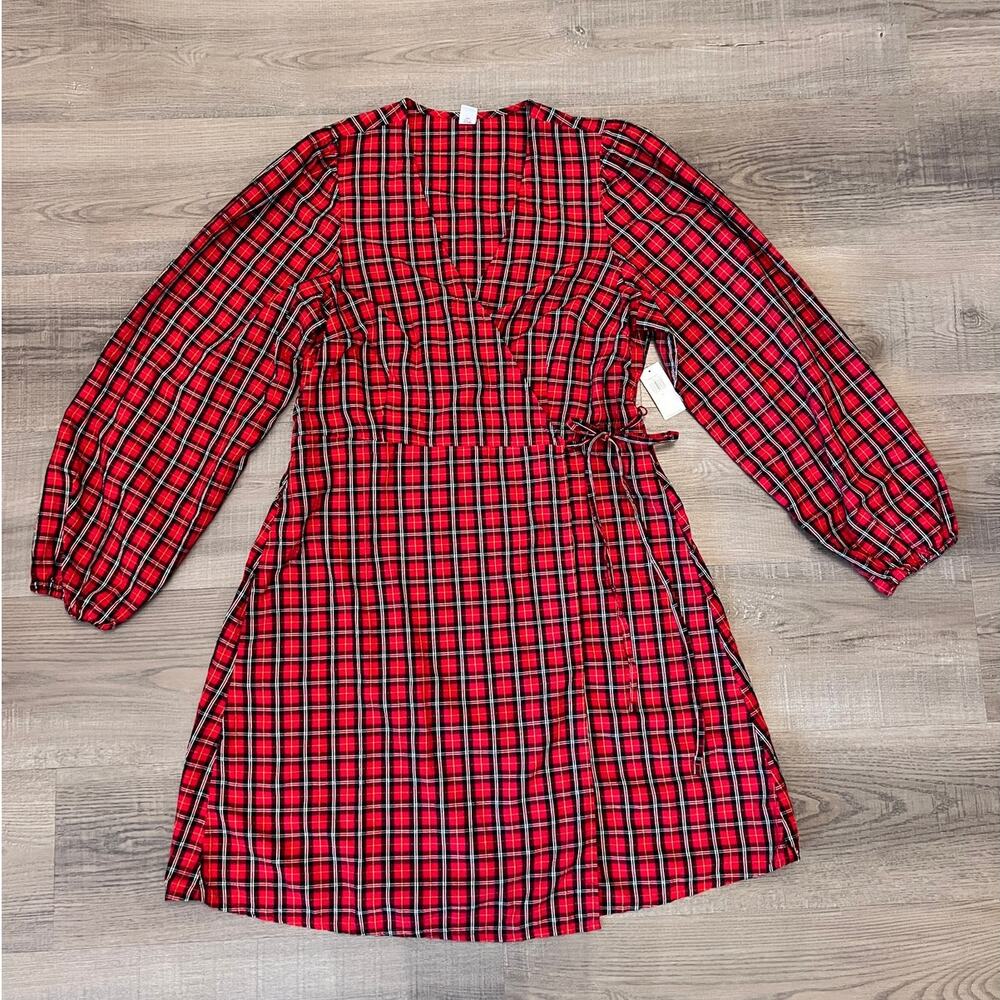 NWT Red & Black Plaid Modal Blend Wrap Dress